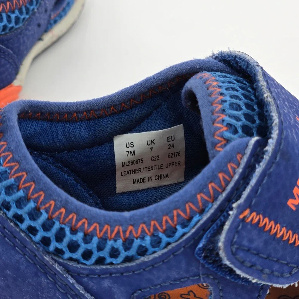 Merrell Bare Steps H2O Toddler Blue Orange Active Water Sneaker 7M EUC Wide Toe